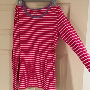 Garnet hill kids Girls long sleeve size XL Pink & white purple trim